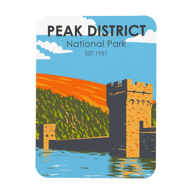 Peak District National Park England Vintage Magnet (Vertical)
