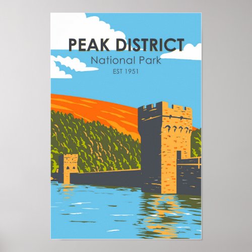 Peak District National Park England Vintage Poster