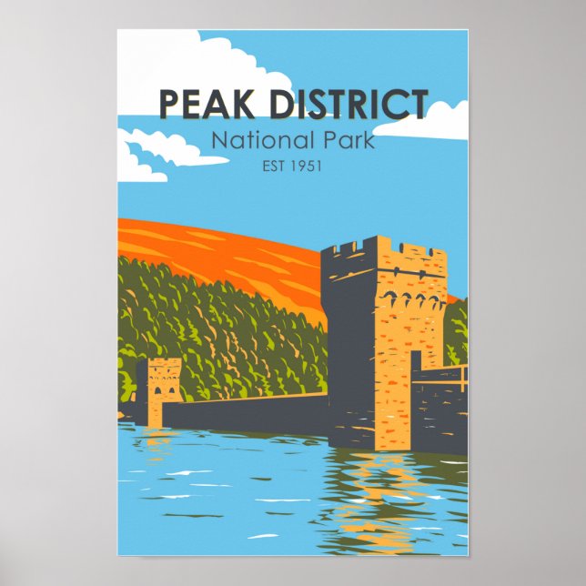 Peak District National Park England Vintage Poster (Front)