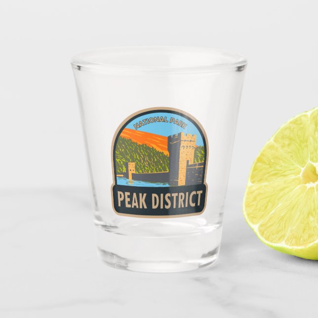 Peak District National Park England Vintage  Shot Glass (Front)