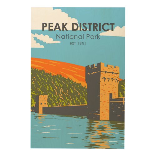 Peak District National Park England Vintage  Wood Wall Art