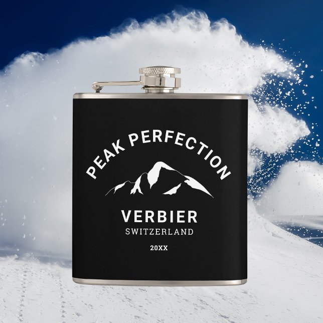 Peak Perfection Winter Ski Snowboard Resort Crest Flask (Creator Uploaded)