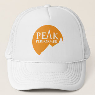 "Peak Performer" logo orange hat cap