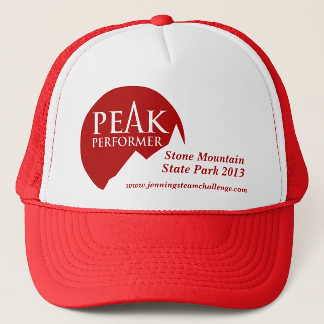 "Peak Performer" mens logo red promotion cap (Front)