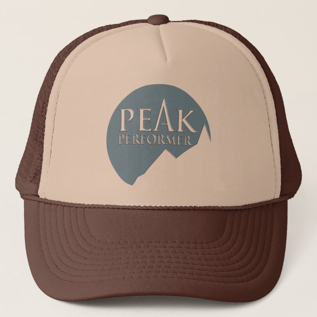 "Peak Performer" mens logo teal blue hat cap (Front)