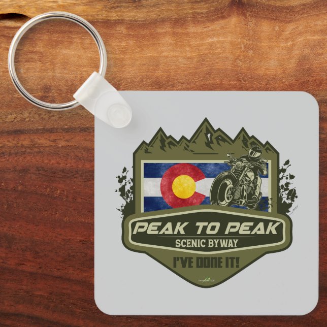 Peak to Peak Scenic Byway Motorcycle 01 Keychain (Front)