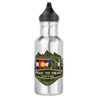 Peak to Peak Scenic Byway Motorcycle 01 Stainless Steel Water Bottle