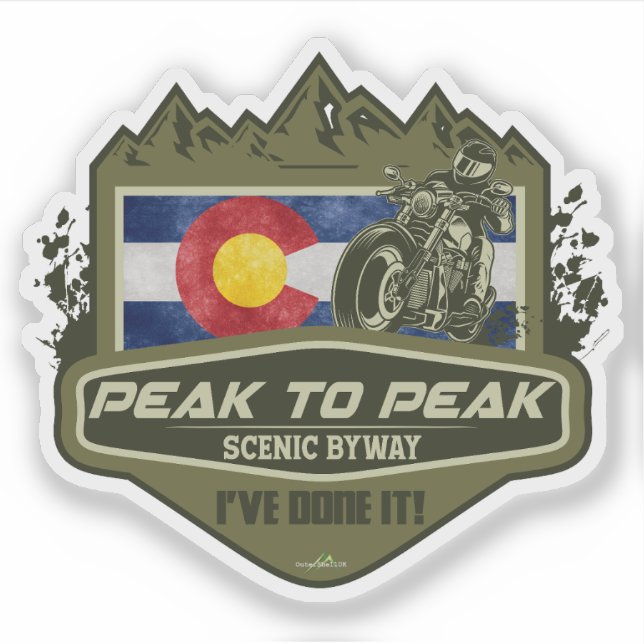 Peak to Peak Scenic Byway Motorcycle 01 Sticker (Front)