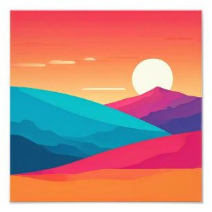 Peak Wonder: A Whimsical Mountain Sunset Photo Print