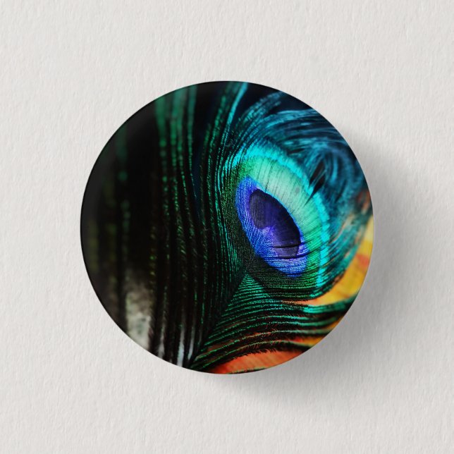 Peakcock Feather up close and Personal Button (Front)