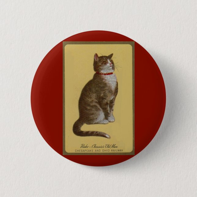 Peake, Chessie’s Old Man tomcat tabby cat Button (Front)