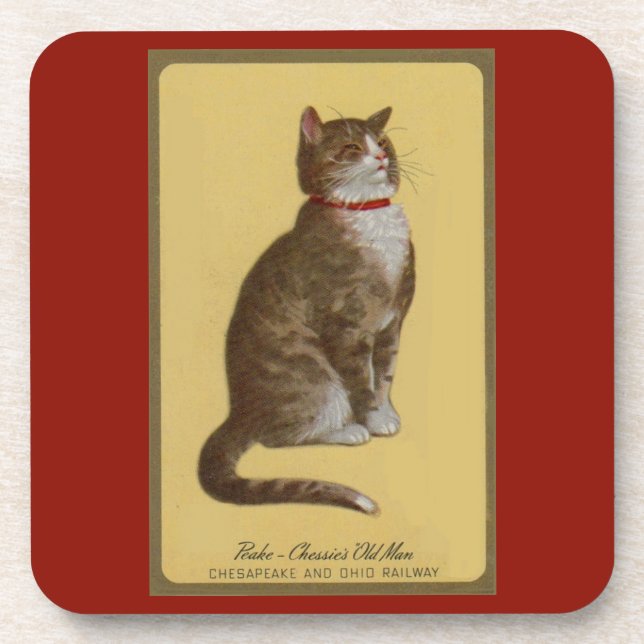 Peake, Chessie’s Old Man tomcat tabby cat Drink Coaster (Front)