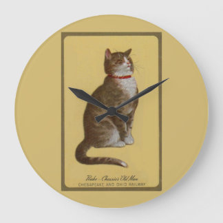 Peake, Chessie’s Old Man tomcat tabby cat Large Clock