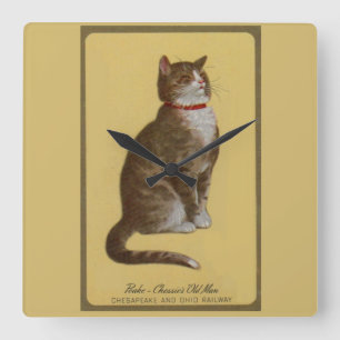 Peake, Chessie’s Old Man tomcat tabby cat Square Wall Clock