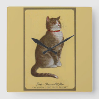Peake, Chessie’s Old Man tomcat tabby cat Square Wall Clock