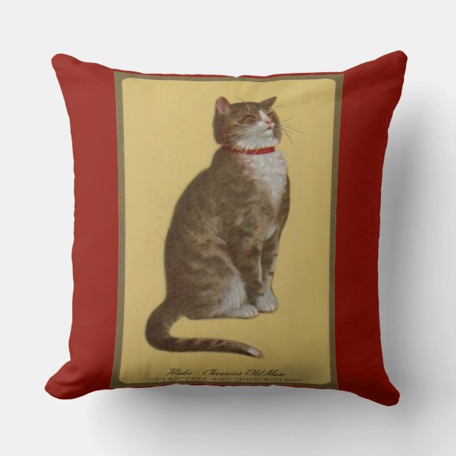 Peake, Chessie’s Old Man tomcat tabby cat Throw Pillow (Front)