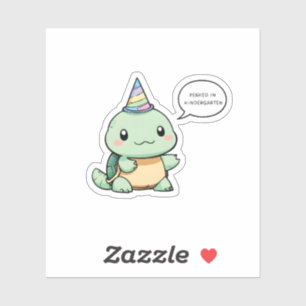 "Peaked In Kindergarten" Funny Turtle Design Sticker