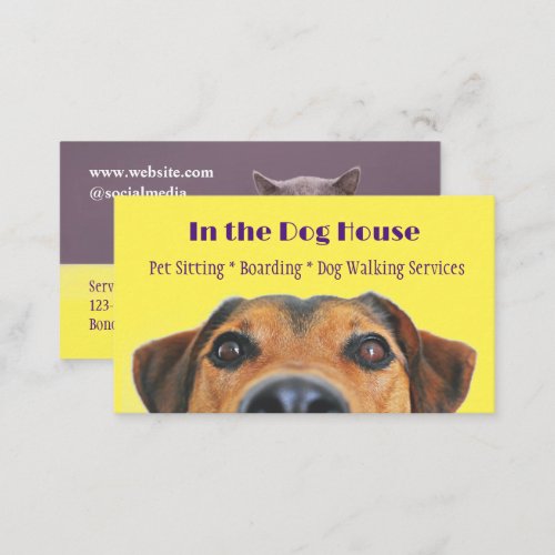 Peaking Dog and Cat Pet Services Business Card 