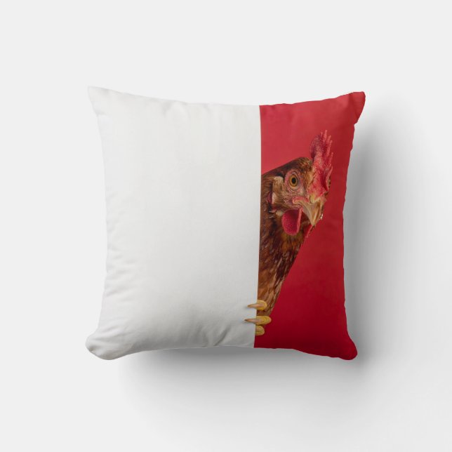 peaking rooster throw pillow (Front)