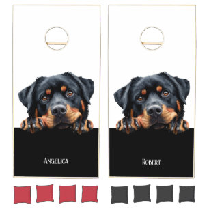 Peaking rottweiler dog funny cute dog owner gift  cornhole set