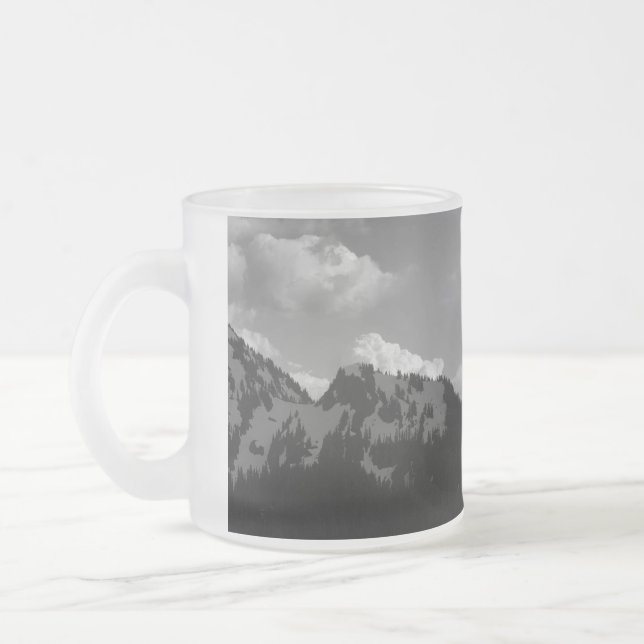 Peaks and Clouds Frosted Glass Coffee Mug (Left)