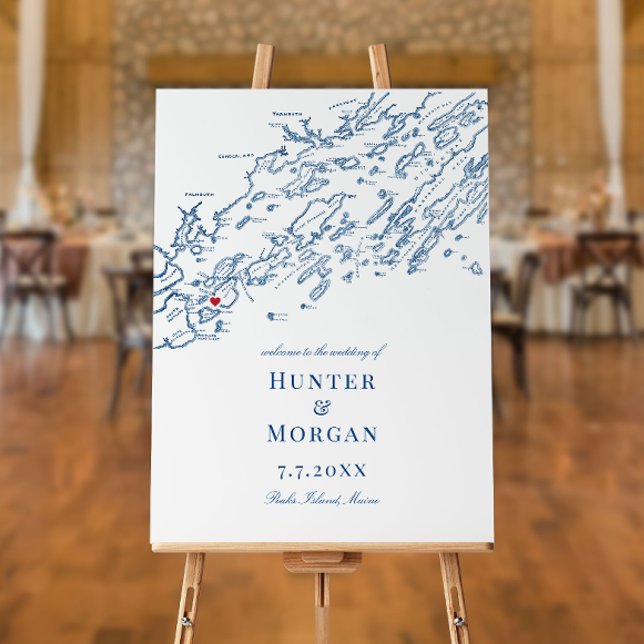 Peaks Island Casco Bay Map Wedding Welcome Sign (Creator Uploaded)