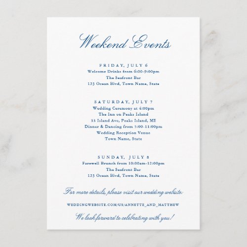 Peaks Island Collection Weekend Events Wedding Enclosure Card