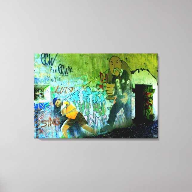 Peaks island graffiti wrapped canvas print (Front)