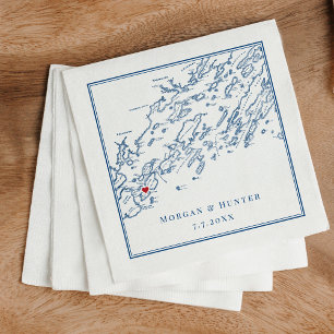 Peaks Island Maine Casco Bay Map Elegant Wedding N Napkins
