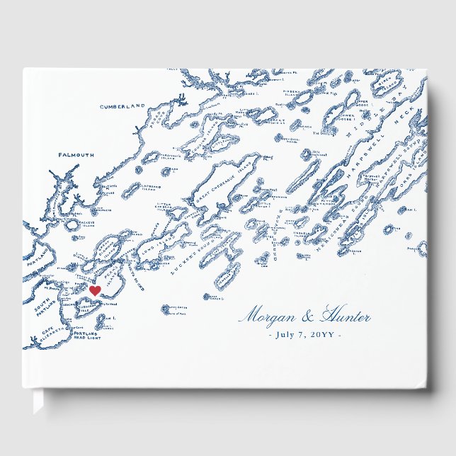 Peaks Island Maine Casco Bay Wedding Guest Book (Front)