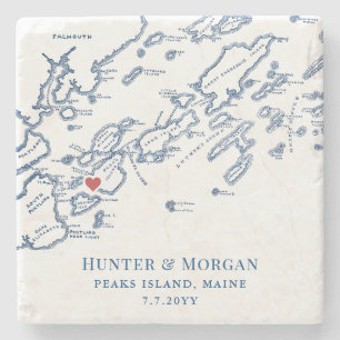 Peaks Island Maine Destination Wedding Favor Stone Coaster