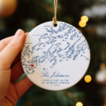 Peaks Island Maine Wedding Our First Christmas  Ceramic Ornament<br><div class="desc">This beautiful ceramic Peaks Island, Maine Christmas Ornament is perfect to celebrate a couple's first Christmas as Mr. and Mrs.! Printed on durable ceramic, this navy blue map ornament makes a lovely wedding gift that will be cherished for years. You can move the heart and the map by clicking "Edit...</div>
