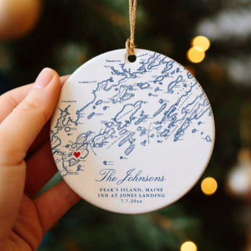 Peaks Island Maine Wedding Our First Christmas  Ceramic Ornament