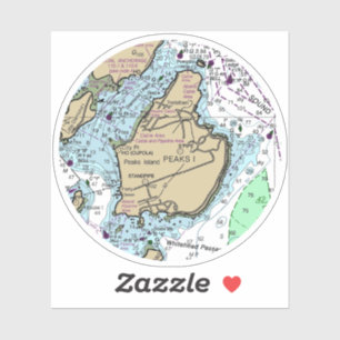 Peaks Island ME Nautical Chart Sticker