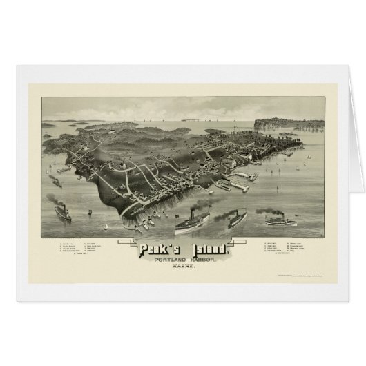 Peak's Island, ME Panoramic Map - 1886 Cards (Front Horizontal)