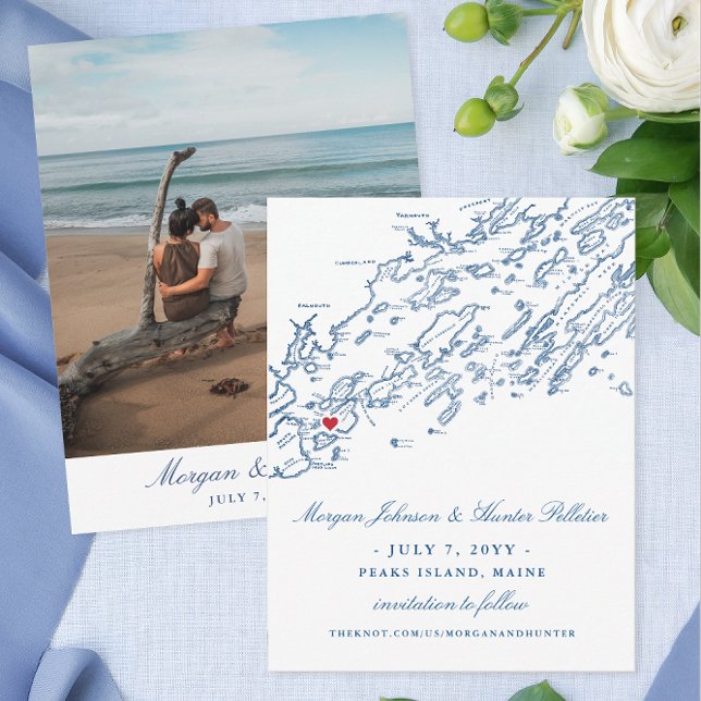 Peaks Island Save the Date for a Maine Wedding (These Peaks Island Maine Save the dates are perfect for your Casco Bay destination wedding)