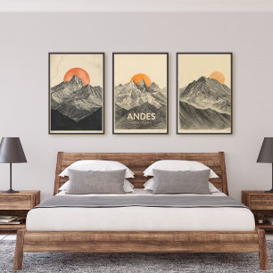 Peaks of the Andes – Retro South America Travel Wall Art Sets