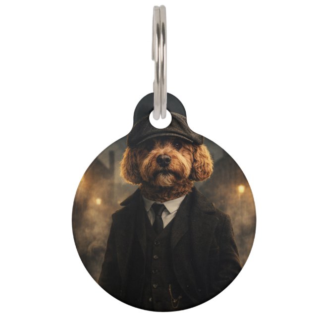 Peaky Blinders Cockapoo Dog Tag | Gangster Style P (Front)