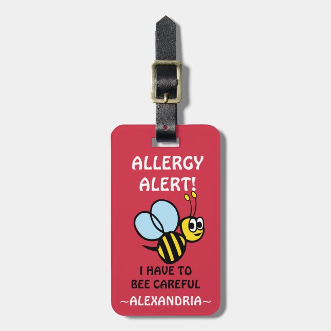 Peanut Allergy Alert Bumble Bee Tag (Front Vertical)