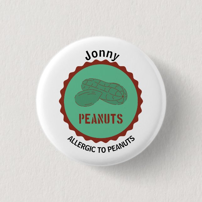 Peanut Allergy Alert Editable Name Button (Front)
