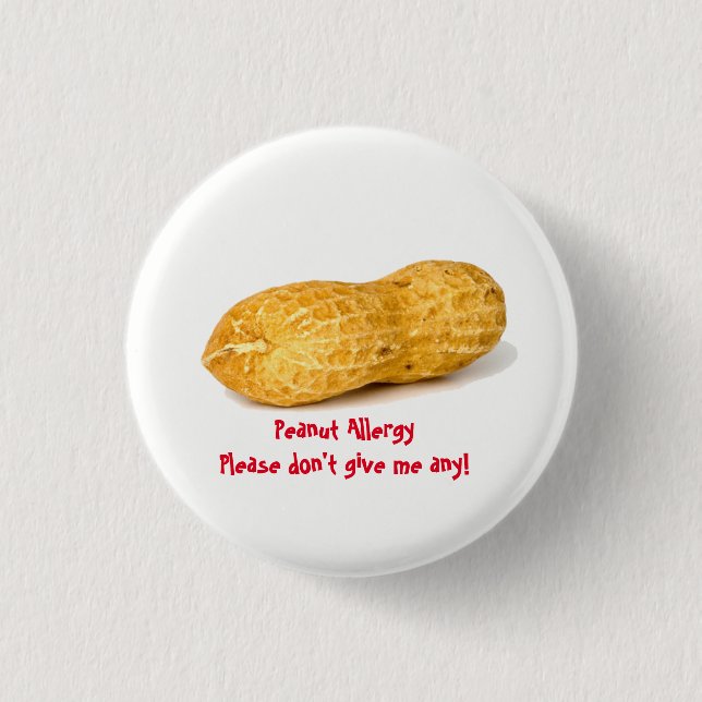 Peanut Allergy Alert Pinback Button (Front)