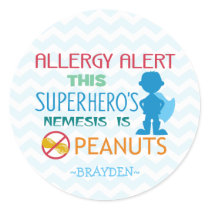 Peanut Allergy Alert Superhero Boy Stickers