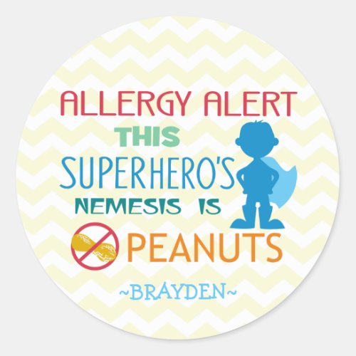 Peanut Allergy Alert Superhero Boy Stickers