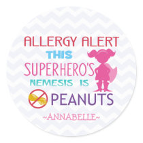 Peanut Allergy Alert Superhero Girl Stickers