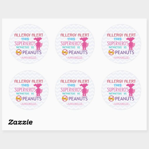 Peanut Allergy Alert Superhero Girl Stickers Zazzle 0272