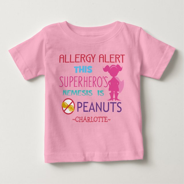 Peanut Allergy Alert Superhero Girls Shirt (Front)