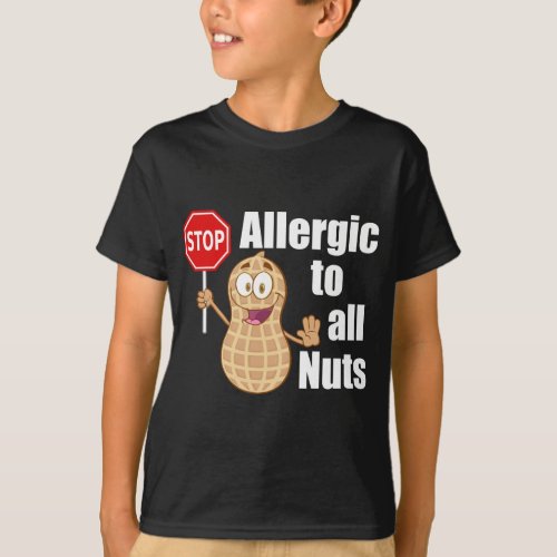 Peanut Allergy Allergic to All Nuts Kids T_Shirt