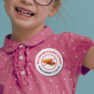 Peanut Allergy Badge  Button
