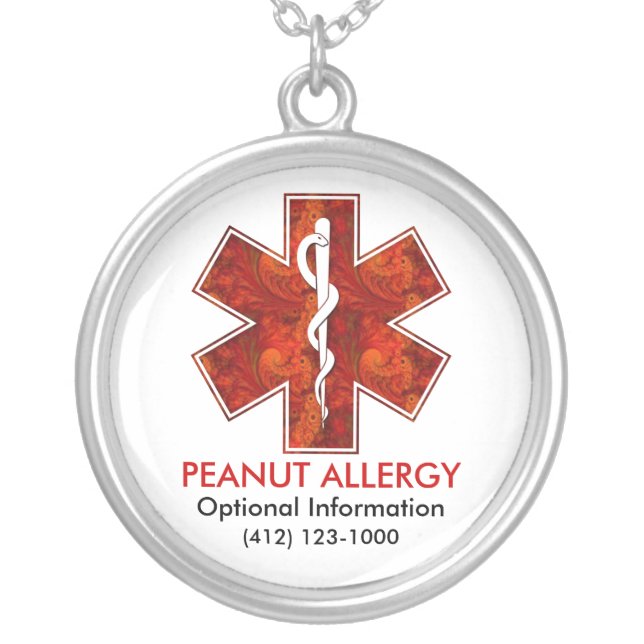 Peanut Allergy Medical   Necklace (Front)