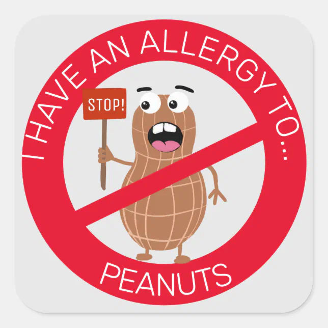 Peanut Allergy Square Sticker Zazzle 3596